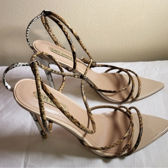 Cape Robbin Nude and Snake Print Strappy Heels - Picture 2 of 6